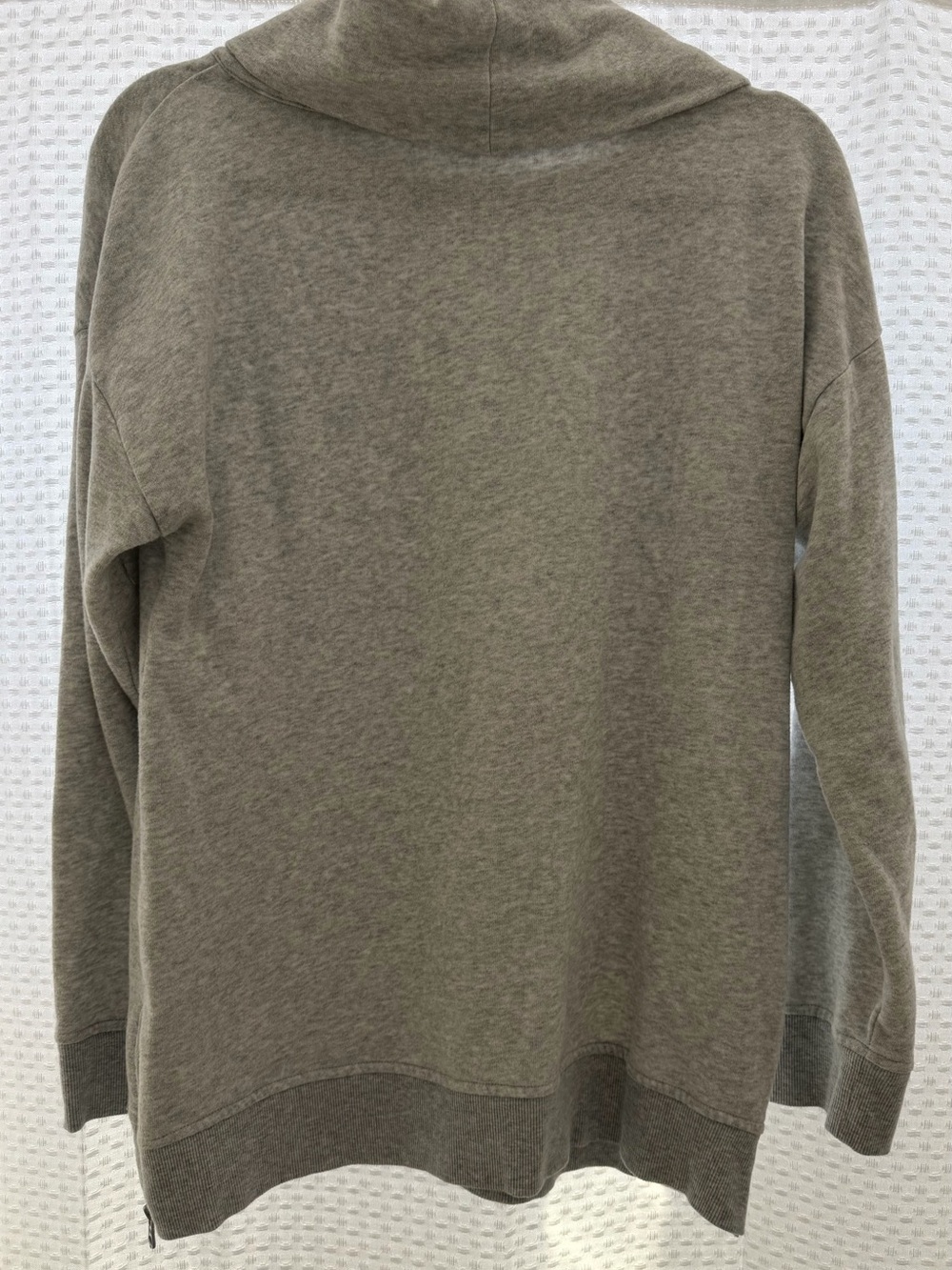 T by Talbots Gray Cowl Neck Tunic Sweatshirt Side Zips Size M - Picture 2 of 5